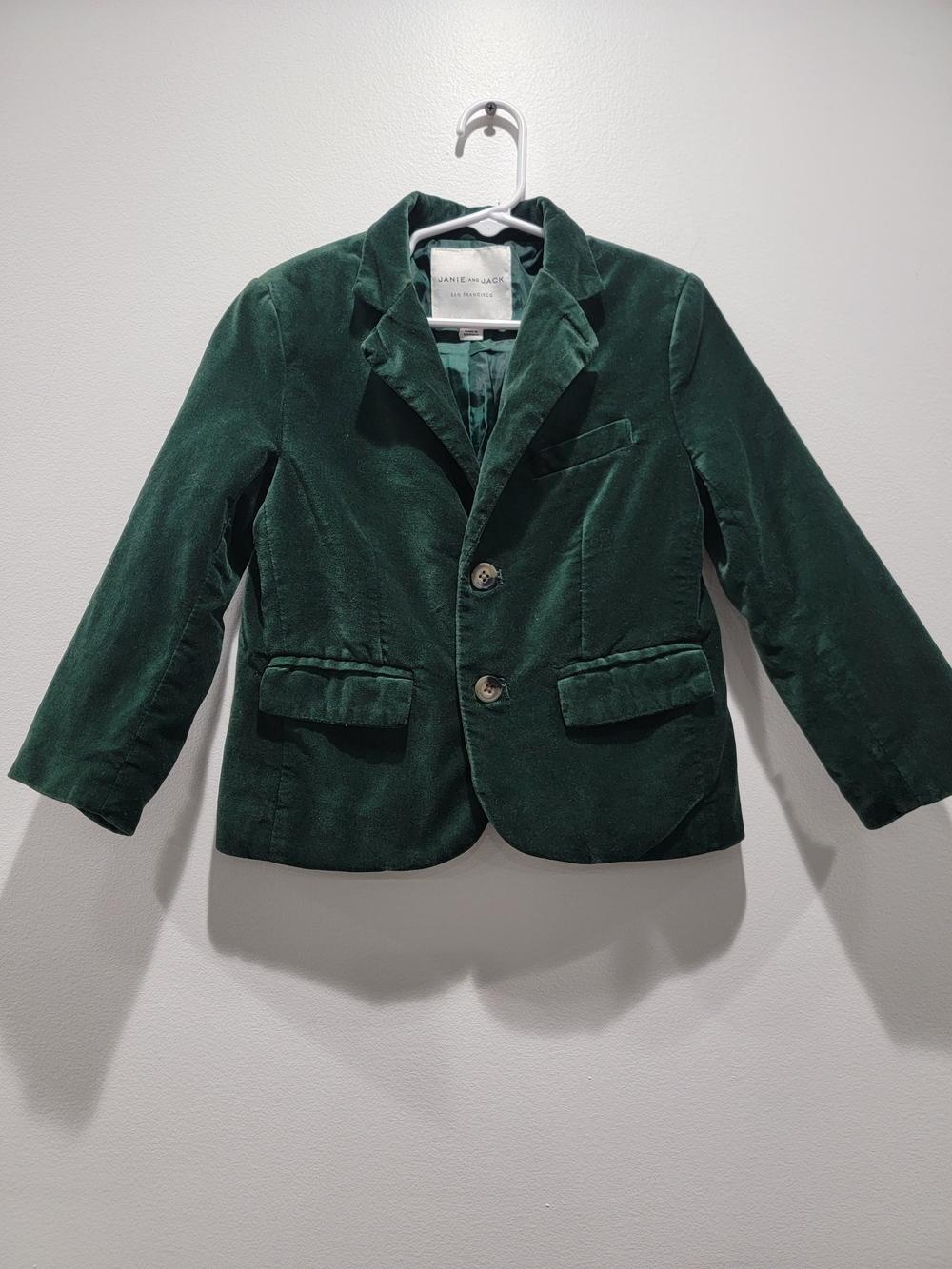 Janie and Jack Dark Green Velvet Kids Blazer